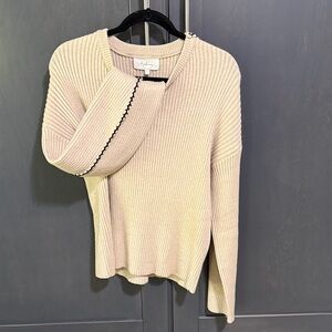 Cream Sweater with Black stitching